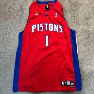 Vintage Adidas Chauncey Billups Jersey Red Men's XL Detroit Pistons NBA